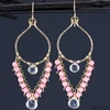 Faceted Clear Quartz Peachy Pink Coral Gold Chandelier Earrings Salmon Pink Coral Earrings w. Clear Quartz Fall-Winter Color Tre