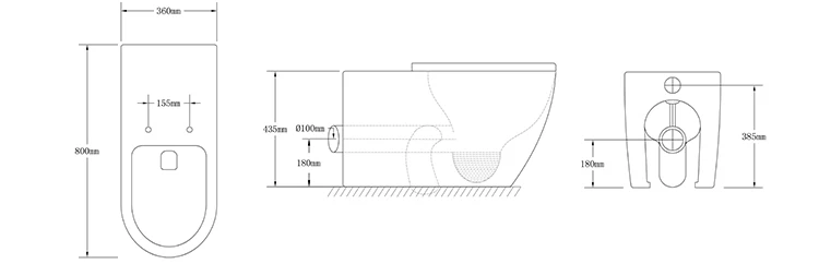 Bathroom One Piece Rimless Watermark Wall Hung Cheap Toilet for Sanitaryware