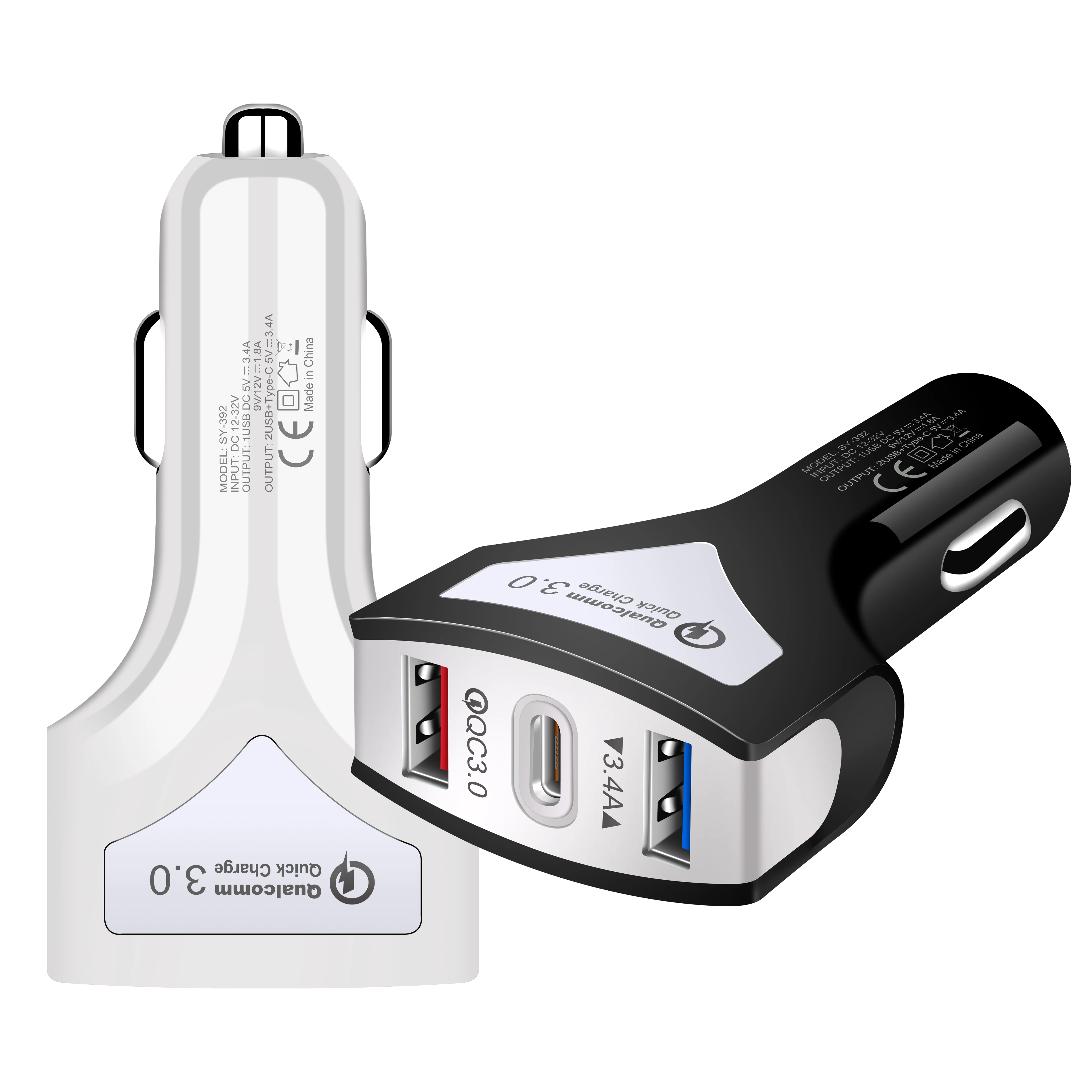 TD-LTE OEM 7A 35W fast charger QC3.0 dual USB Car Charger With Type-C USB Cable - ANKUX Tech Co., Ltd
