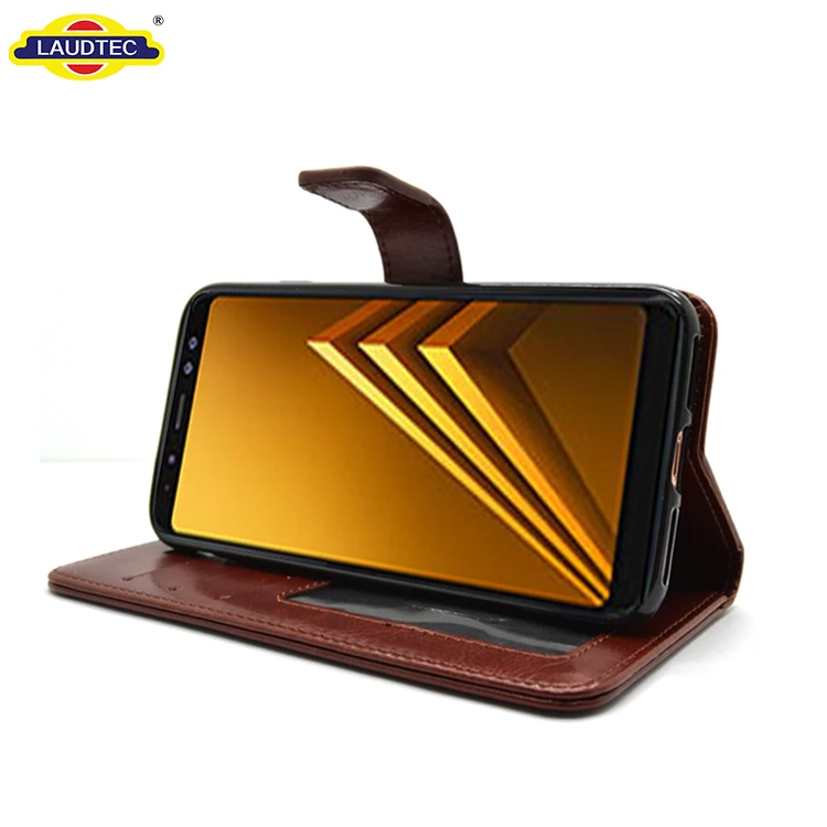 Leather Wallet Case for Samsung Galaxy A6 2018 Slim Flip Folio PU Leather Flip Book Card Cash Slot Wallet Luxury Premium Case Stand Function Black Brown Cover Pouch For Samsung Galaxy A6 2018 Plus Slim Grip Facoty Wholesale Top Quality Phone Cover