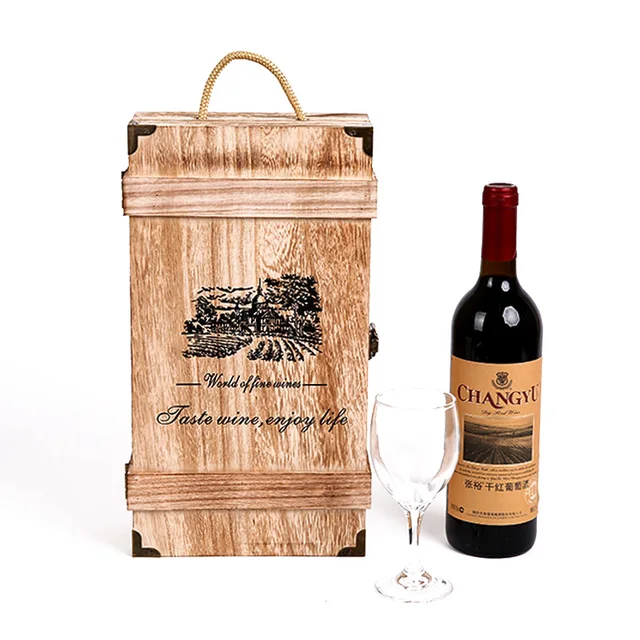 wholesale wooden wine bottle gift box with anti-collision