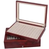 In stock custom glossy piano lacquer large capacity wooden multi layers pen organizer display storage box for collection