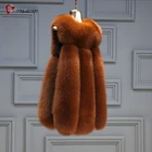 2018 New Real Fox Fur Coats for Women Vest Ladies Waistcoat