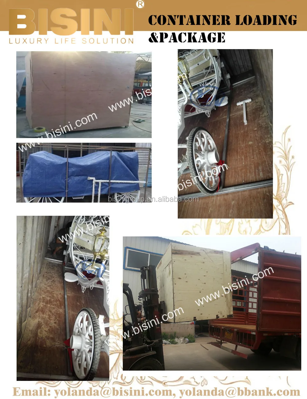 European Style Royal Aristocratic Luxurious Golden horse carriage Celebration Four Rounds Carriage (BG11-M054-2)