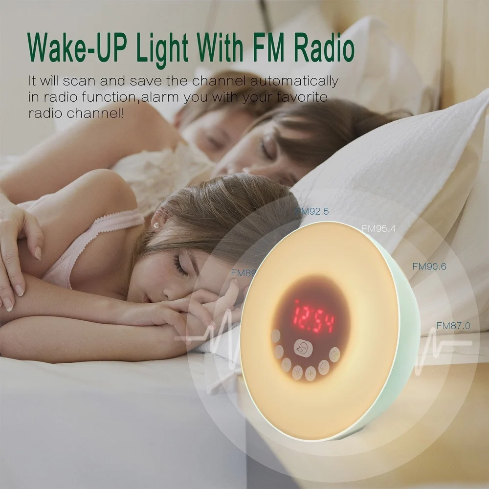 Alarm clock led light desktop touch wireless speaker for quran with night lamp stereo sound BT 4.2 wake up bell - ANKUX.COM