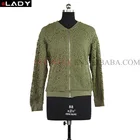 double layer olive lace women bomber jacket