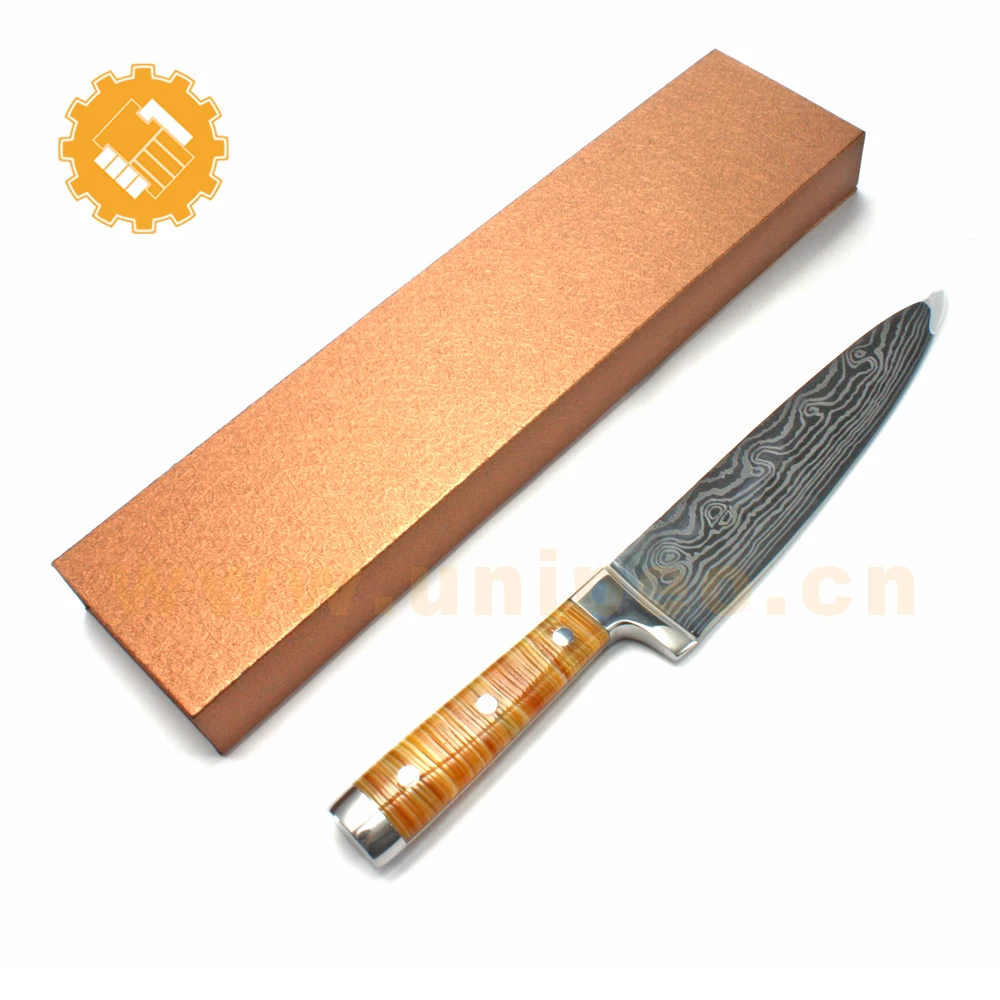 Высокоуглеродистая сталь Нож шеф повара дамасский Нож шеф повара японский vg10 с деревянным блоком