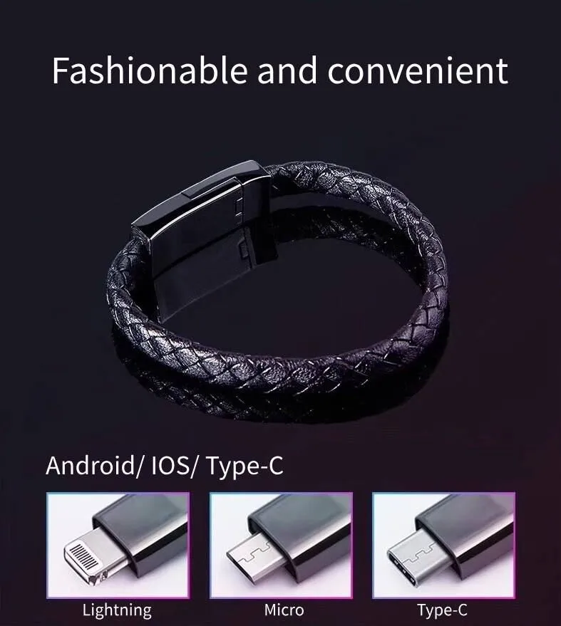 SKW High Quality Fashionable Leather Bracelet USB Charging Cable - ANKUX.COM