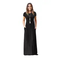 OEM wholesale spring summer short sleeve swing soild color casual woman long maxi dress with pockets
OEM wholesale spring summer short sleeve swing soild color casual woman long maxi dress with pockets