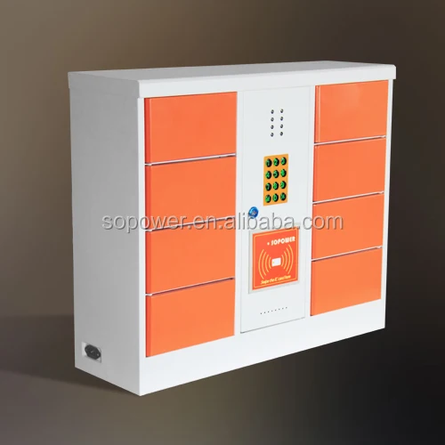 Public place cash operated / coin operated charger phone station / mobile phone charging kiosk with key
