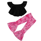 2019 New arrival woven cotton baby girl off shoulder tops children's clothes boutique kids clothing sets
