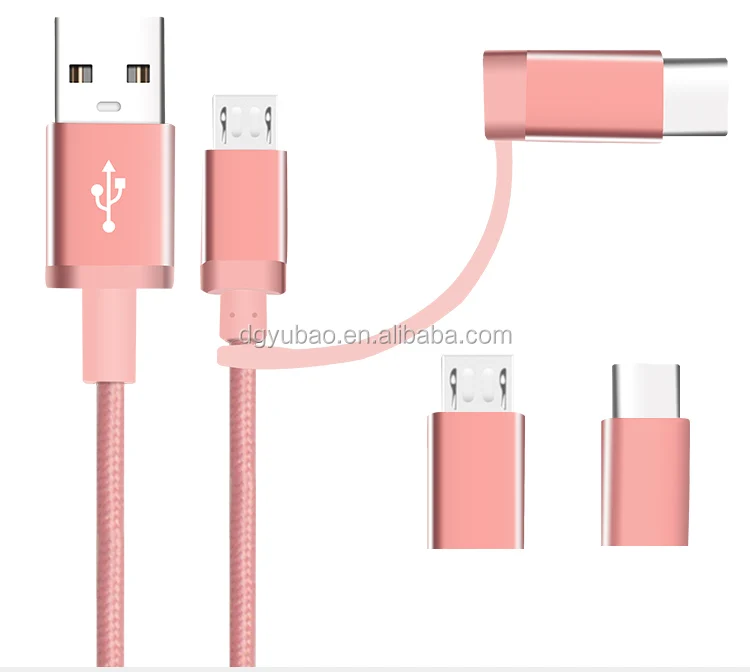 2-in-1 Nylon braided cable Type C and MicroUSB cable for mobile phone - ANKUX.COM