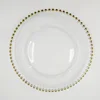 PZ22640 With Gold Rim Clear Round Glass Charger Plates Beaded for party wedding