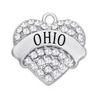 Jewellery Design Pendant State Of Ohio Charm Heart Clear Rhinestone