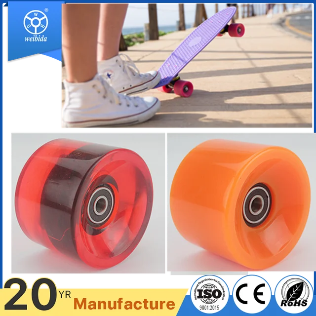 WBD wholesale trasparent colorful skateboard pu caster board wheel
