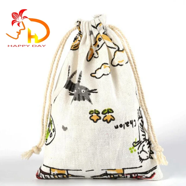 customized size gift bag jewelry pouch cotton canvas drawstring
