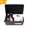 Custom Chinese Zodiac Chicken Pattern Pink Silk Tie and Cufflink Box Set
