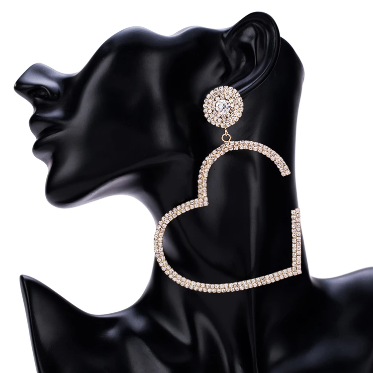 Women Accessories 2018 Geometric Hollow Heart Shape Full Rhinestone Drop Dangle Earrings Crystal Pave Hollow Open Heart Earrings, Gold;silver
Women Accessories 2018 Geometric Hollow Heart Shape Full Rhinestone Drop Dangle Earrings Crystal Pave Hollow Open Heart Earrings, Gold;silver
