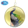 Peacock Series Personalized Hand Painted Christmas Round Flat Ball Ornament, Flat Disc Shaped Xmas Baubles