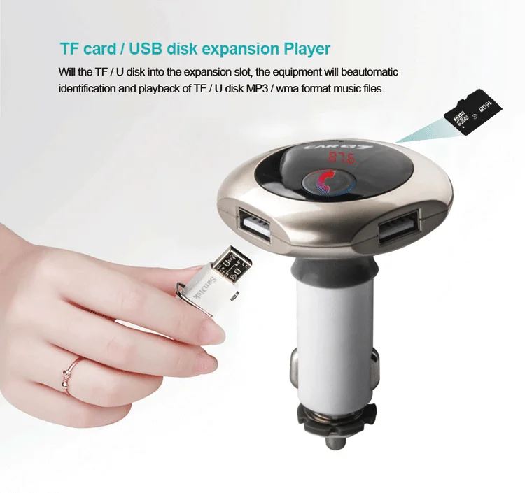 GXYKIT Bluetooth Hands Free Q7 car MP3 Player Kit Wireless car FM Transmitter support SD/TF Card Car USB charger - ANKUX.COM