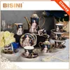 Ceramic Tea Set With Dark Blue Color Lady Pattern 15 pcs / Bone China Tea Set With Teapot Porcelain