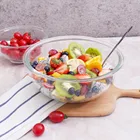 Borosilicate glass salad bowls set/ Clear transparent glass mixing bowls for kitchen