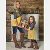 2019 Hot Sale New Women Top Long Sleeve Striped Splice Kids Girls Dresses Family Set