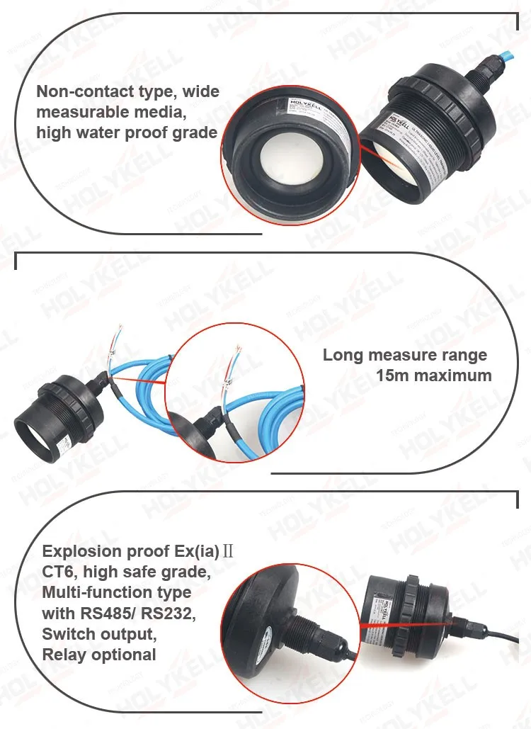 Holykell factory Ex Ultrasonic Fuel Level Sensor Ultrasonic Level
