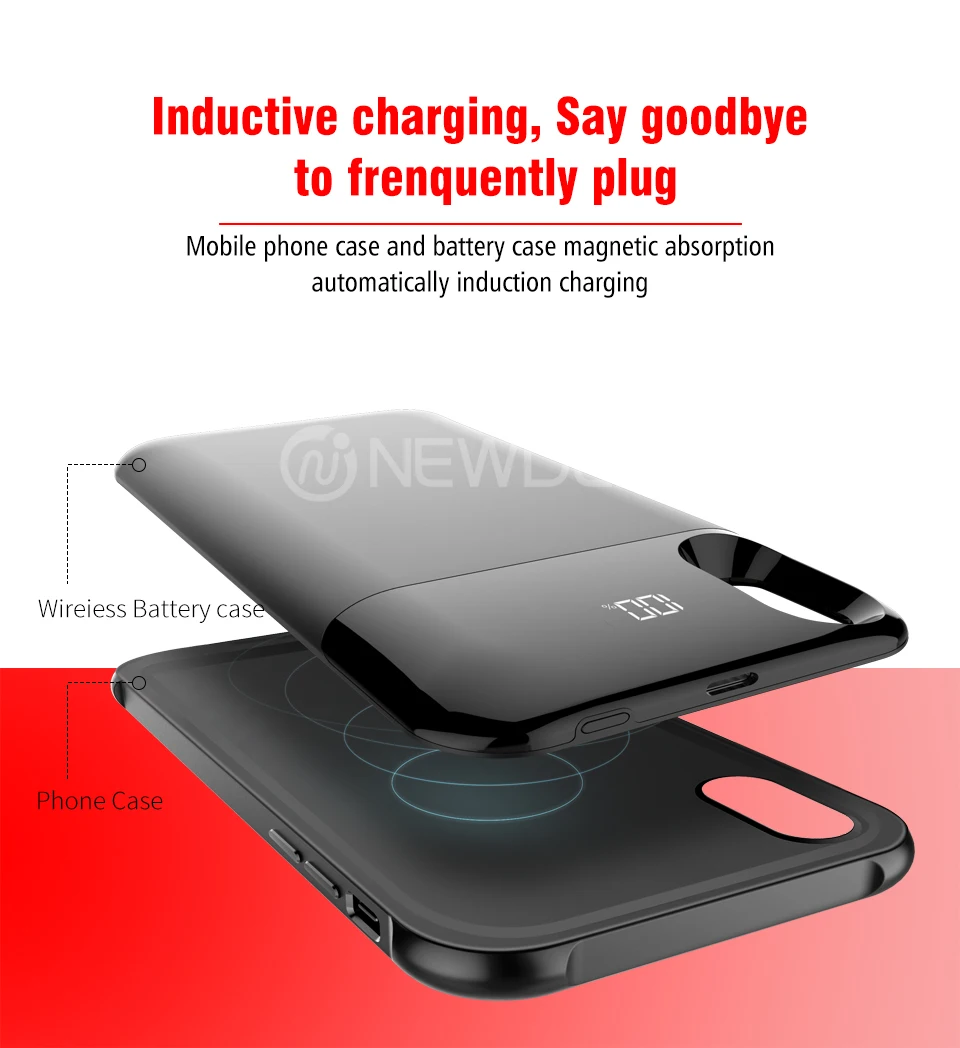 Newest 5000mAh wireless external power case for iPhone X Xs XR Max 5500mAh Wireless charger case for iPhone power bank case - ANKUX.COM