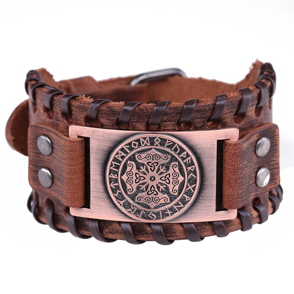 Newest Antique Silver/Bronze/Copper Thor's Hammer with 24 Runes Magic Religious Men's Wide Black Wide Leather Bracelet
Newest Antique Silver/Bronze/Copper Thor's Hammer with 24 Runes Magic Religious Men's Wide Black Wide Leather Bracelet