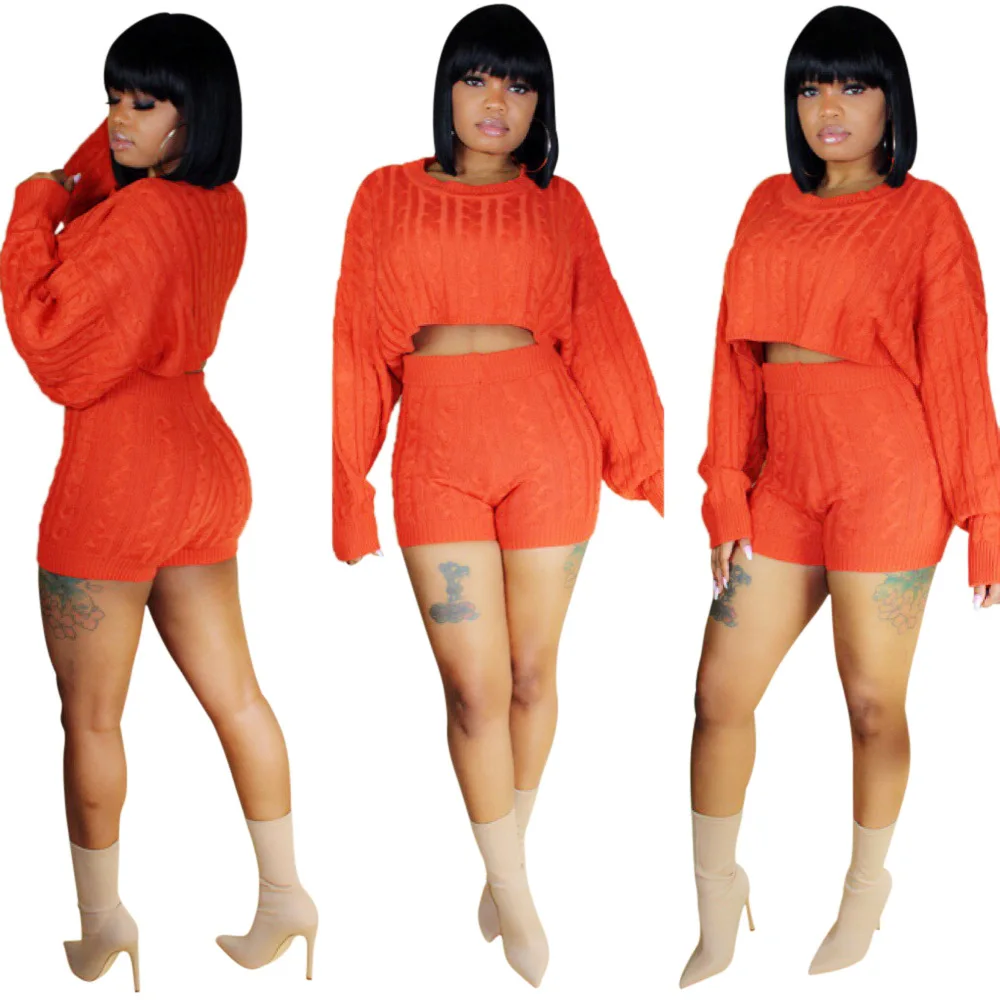 Wholesale Fashion Sexy Club Wear Long Sleeve Crew Neck T Shirt Crop Top Sweater Short Set
Wholesale Fashion Sexy Club Wear Long Sleeve Crew Neck T Shirt Crop Top Sweater Short Set