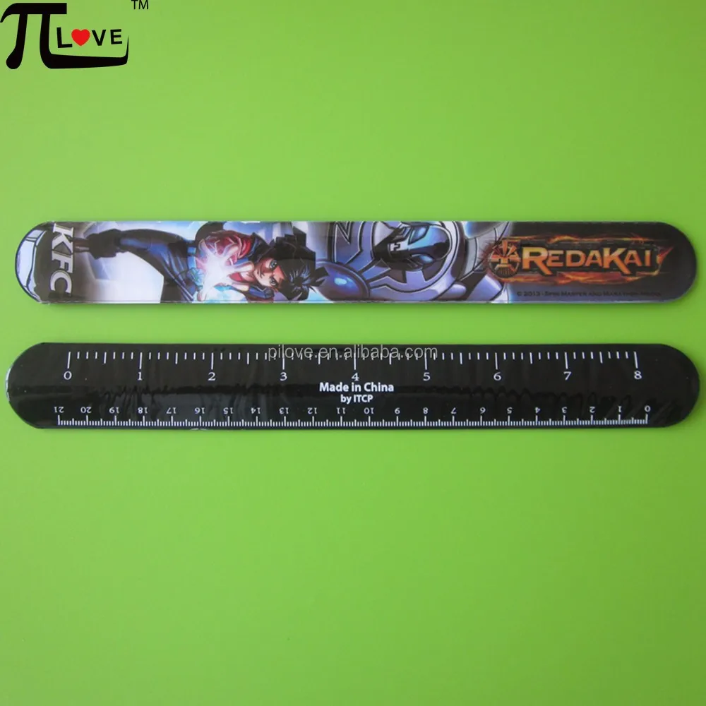custom made give away gifts pvc snap on band with ruler