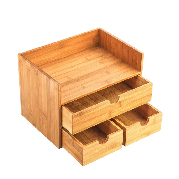 Bamboo Desktop Organizer 3-tier Mini Desk Makeup Organizer with Drawers, Natural 
Bamboo Desktop Organizer 3-tier Mini Desk Makeup Organizer with Drawers, Natural