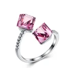 925 Sterling Silver Rings Wedding Jewelry Large Pink Crystal Engagement Rings