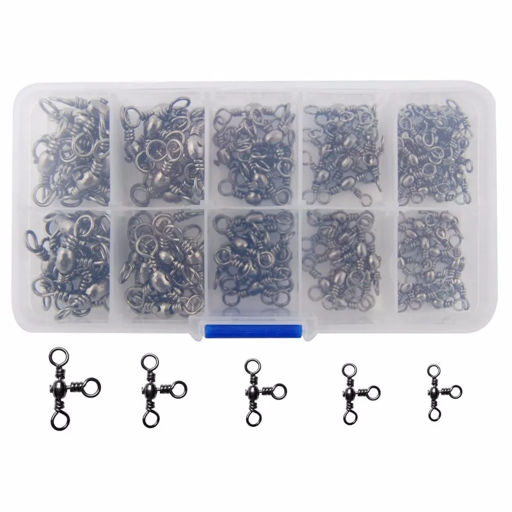 120pcs/box Size 2# 4# 6# 8# 10# Three Way Swivels Crossline Strong Barrel Fishing Swivels Set, Silver or black
120pcs/box Size 2# 4# 6# 8# 10# Three Way Swivels Crossline Strong Barrel Fishing Swivels Set, Silver or black