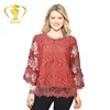 Elegant Floral lace tunics for women lace tops for women with Flare Sleeve
