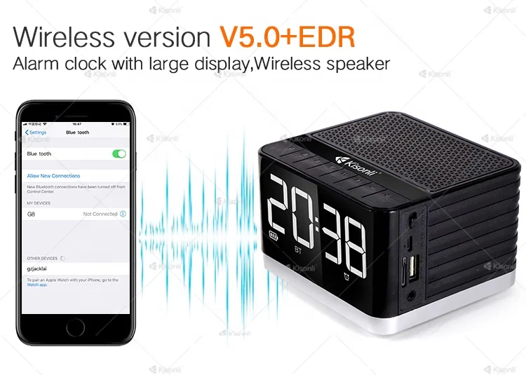 Kisonli G8 Alarm Clock Portable Mini Hands free Speaker Phone With FM Radio & Music Playing & AUX - ANKUX.COM