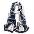 Spring Autumn Europe and America style 170*53cm satin weave printed 100% silk scarf