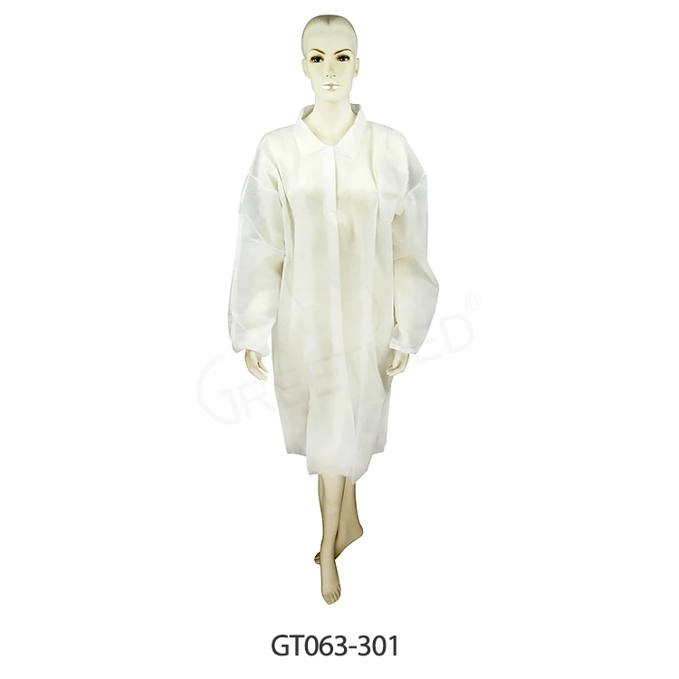 Greetmed disposable short sleeve non woven unisex custom blue colored medical dental white lab coat