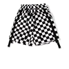 Wholesale women high waist printed black and white check pattern elastic shorts