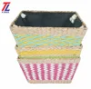 cheap eco-friendly straw woven colored storage basket fabric covering laundry basket with carry handle