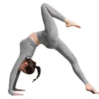Thick Winter Nylon /Spandex Seamless Yoga Set Sport Wear for Women ,High Waist Legging and Cropped tshirt fitness Set