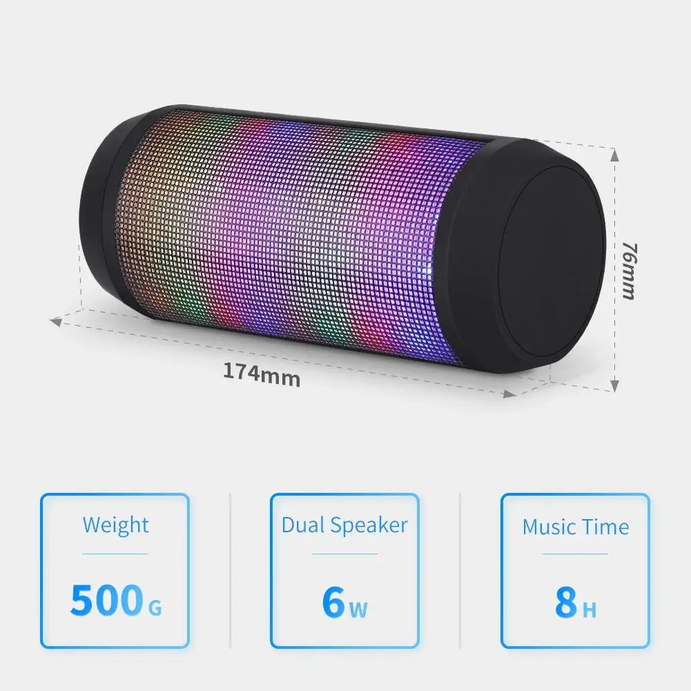 Cheap Portable Wireless Bluetooth Speakers LED with color changing light 8H Playtime Build-in Mic for Outdoor, Home & Travel - ANKUX.COM