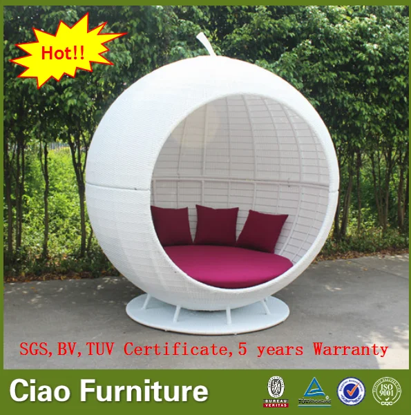 Ratan garden furniture white rattan apple sunbed / daybed