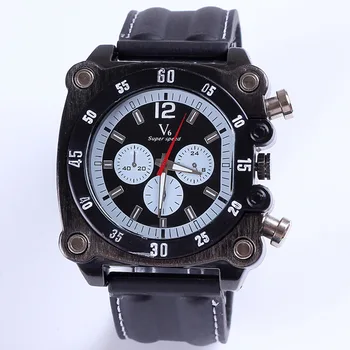 top brand v6 watches men sport quartz male clock big dial analog