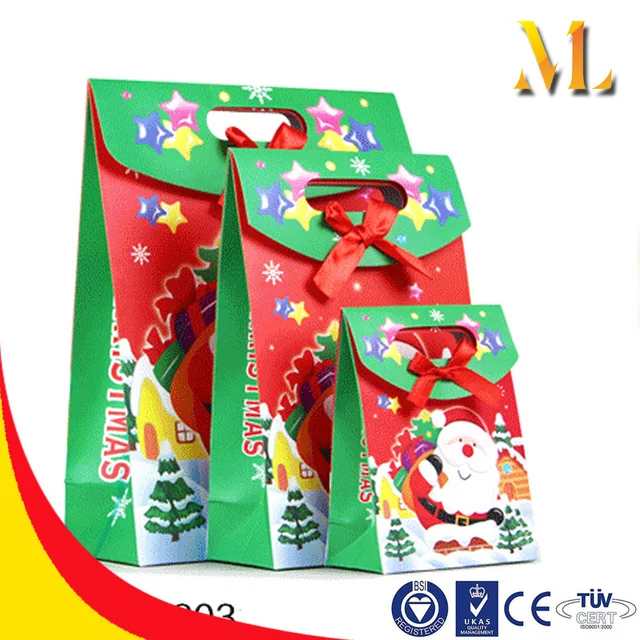green design christmas shopping bag santa claus fancy paper gift