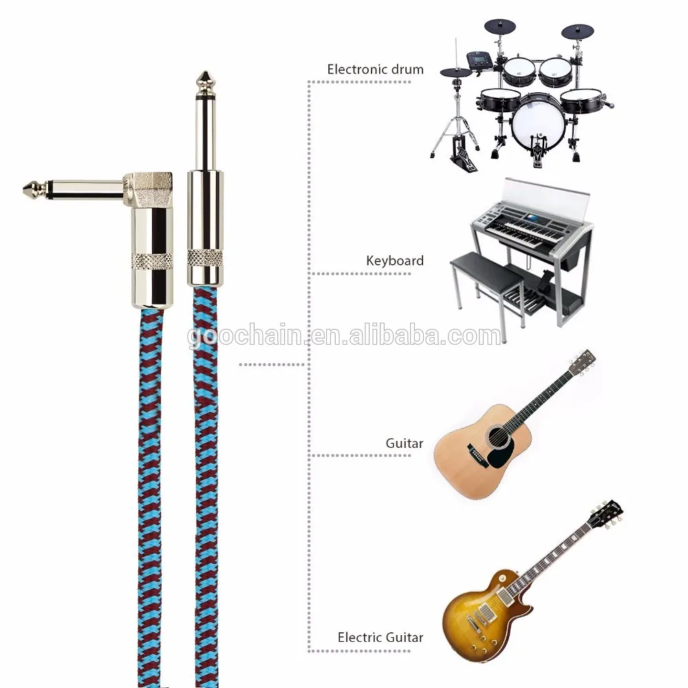 6.35mm Colorful Nylon Braided Guitar Cable Musical Instrument Audio Cable - ANKUX.COM