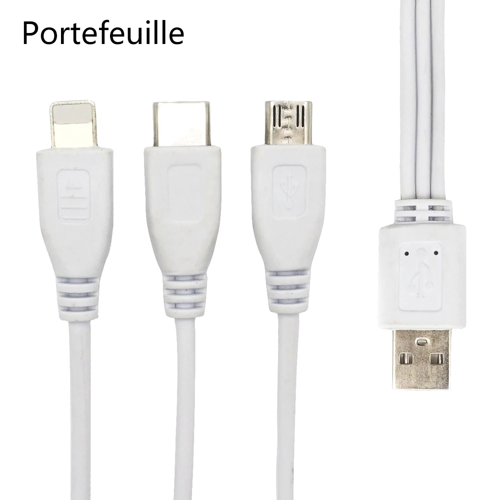 Portefeuille 3in1 Micro USB Type C Charging Cable For Samsung Galaxy S8 Plus S7 edge S6 iPhone 7 8 6 5 5S SE Type-C Short Cables (1)