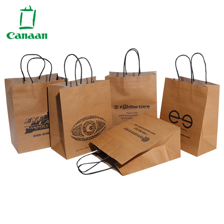 custom printed shopping brown gift white kraft paper bag with