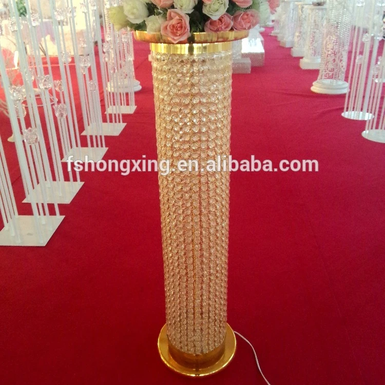 wedding decorative lighted gold crystal pillar